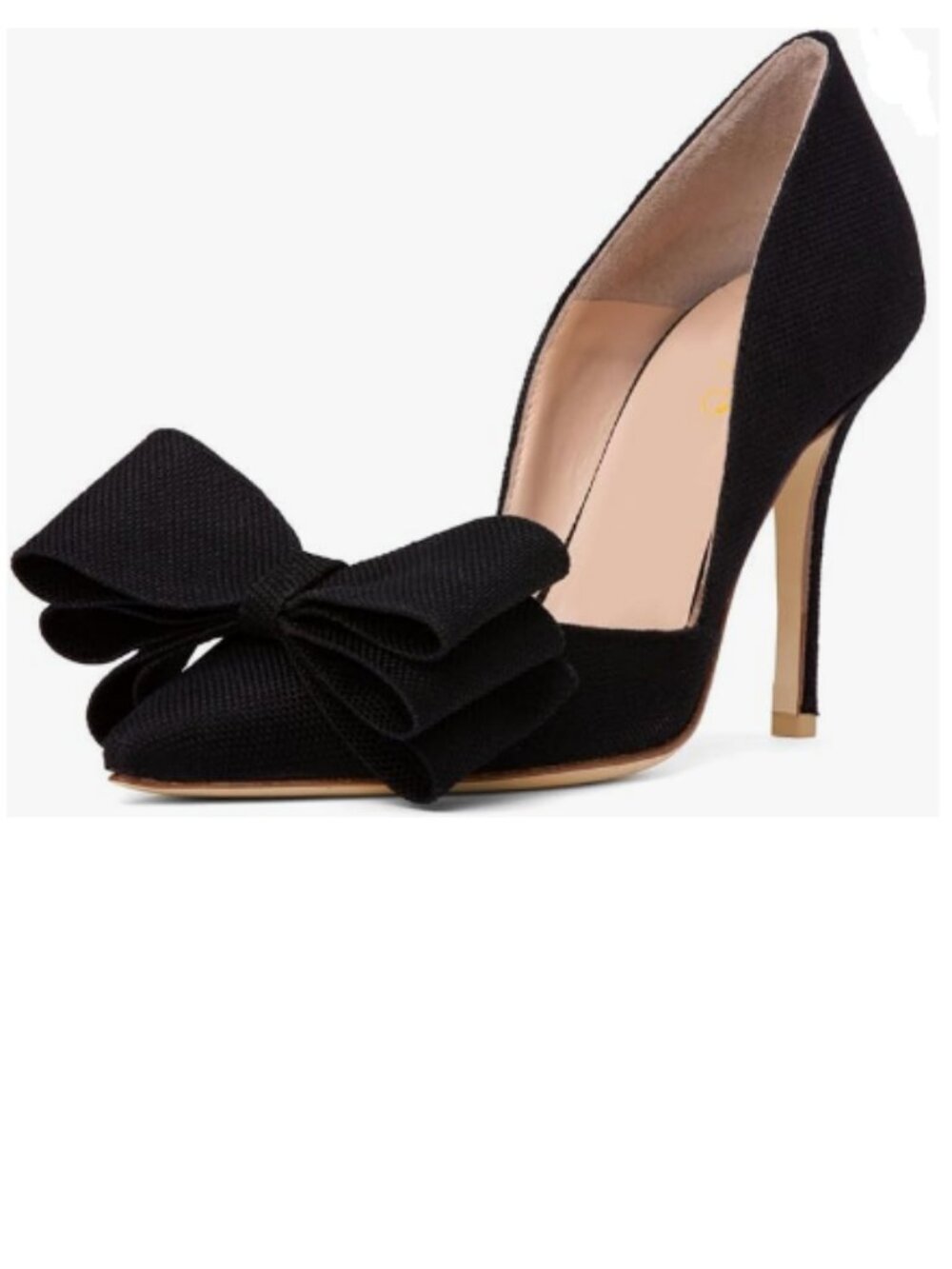 XYD Black Pointed Closed Toe Slip On Oversized Bows Stiletto High Heel Pumps